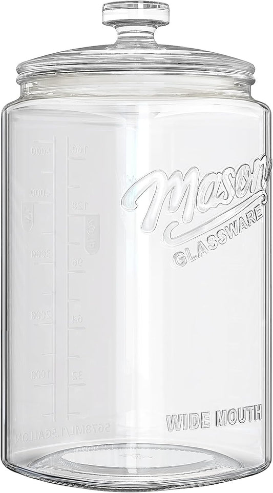 Ritayedet 1.5 Gallon Glass Cookie Jar with Airtight Lid, Large Glass Jar