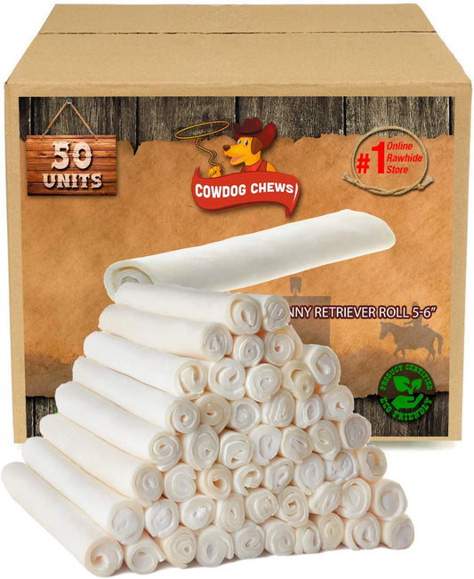 Cowdog Chews Retriever Roll 9-10 Inch All Natural Rawhide Product (20 Pack)
