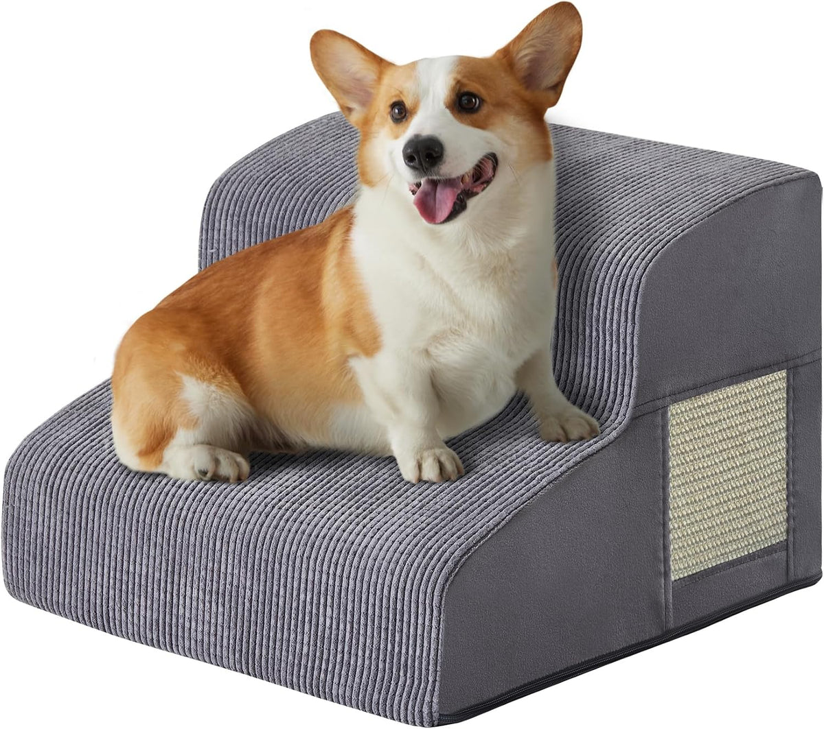 Ahpmeoa Dog Stairs for Small Dogs 11.8" H, Dog Ramp for Bed, 2-Step, Grey