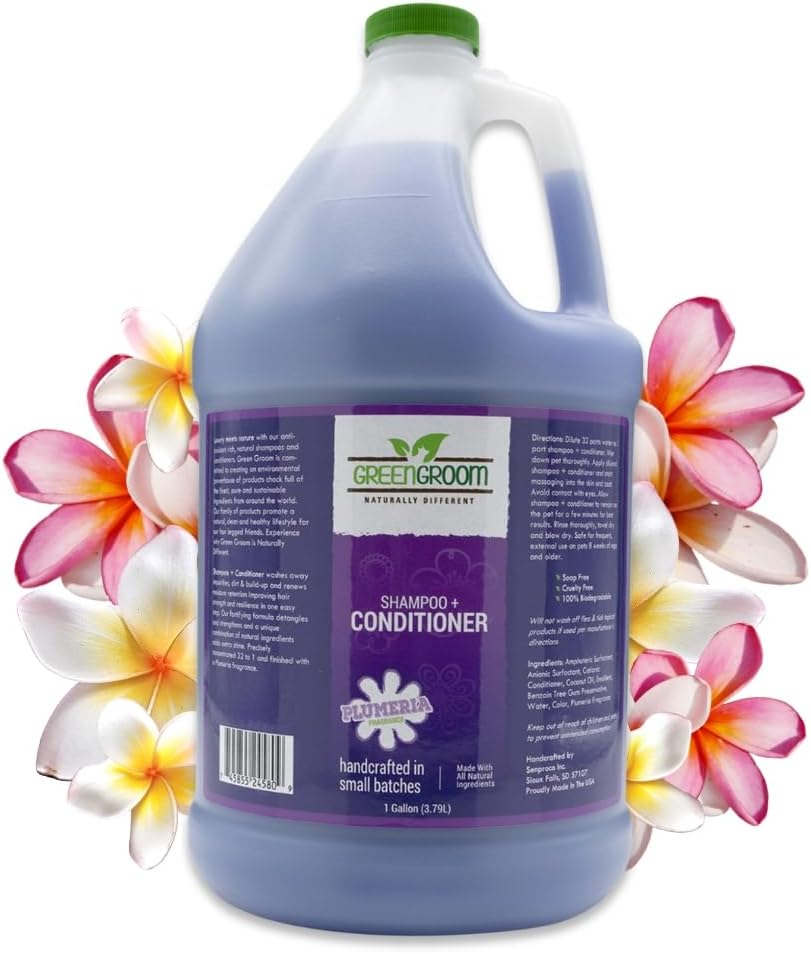 Green Groom 2 in 1 Dog Shampoo and Conditioner, 1 Gallon, Pet Detangler
