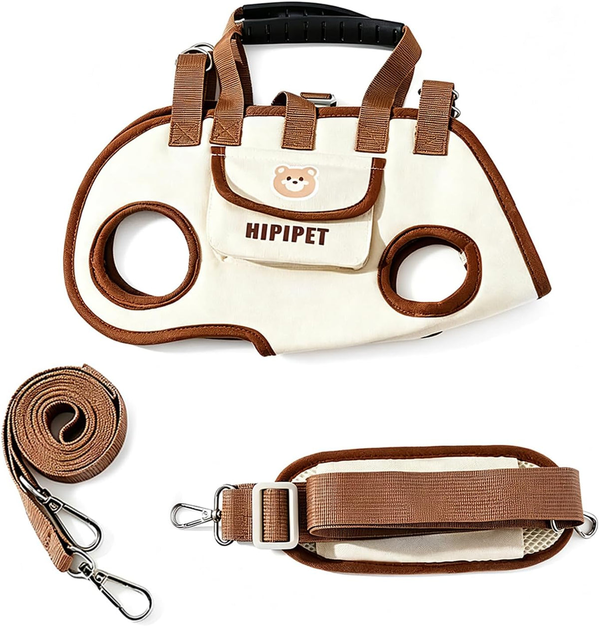 Dog Lift Assist Sling Full Body Harness, Brown, Fits 4-7 Lbs