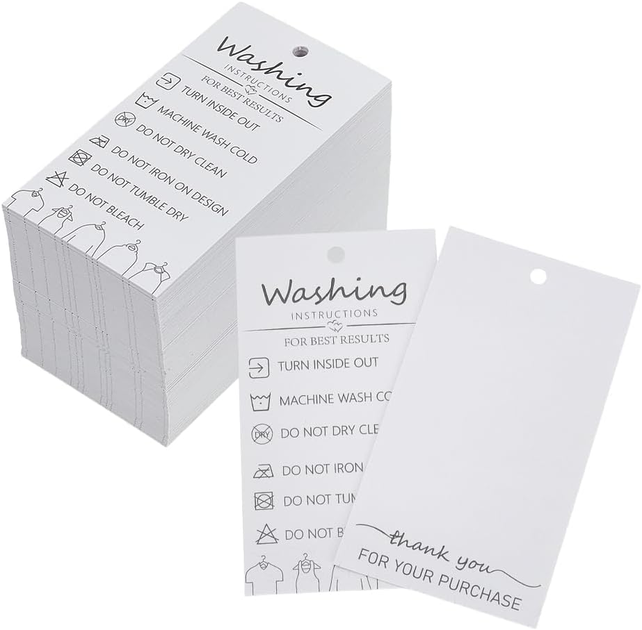 FINGERINSPIRE 160Pcs Handmade Fabric Washing Instructions Hang Tag 3.5X2In