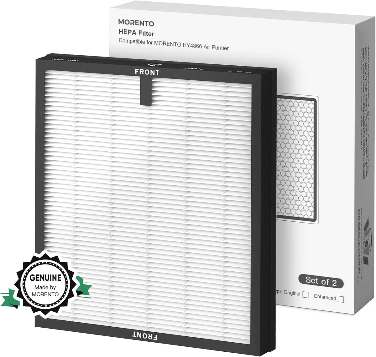 MORENTO Genuine 2 Pack HEPA HY4866 Replacement Filter, Original Version