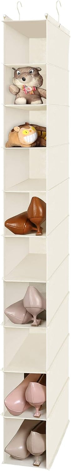 MAX Houser 10-Shelf Hanging Shoe Shelf Organizer for Closet Beige