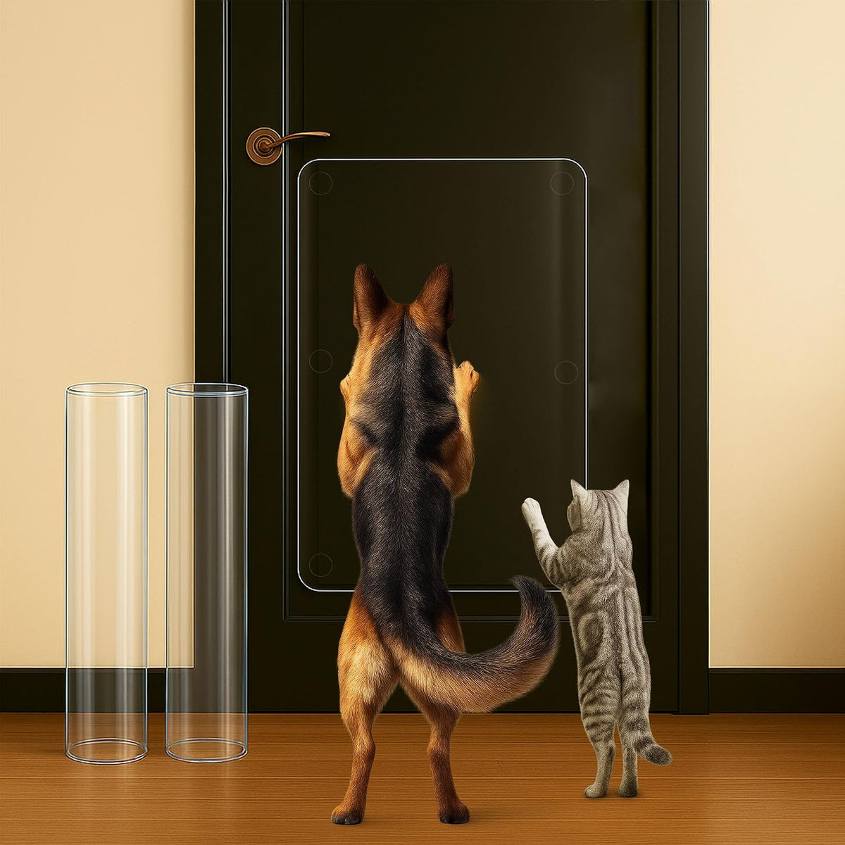 Dog Door Scratch Protector 2-Pack 16 X 30’’ Customizable Transparent PVC Film, Anti-Scratch Guard for Doors & Trim, Damage Proof Protection