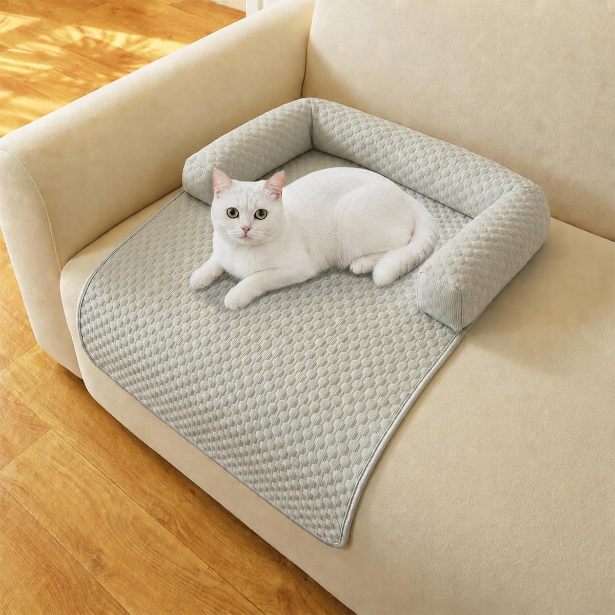 Cooling Pet Bed Mats with Neck & Head Support, 31.5 X 23.62 Inch Grey