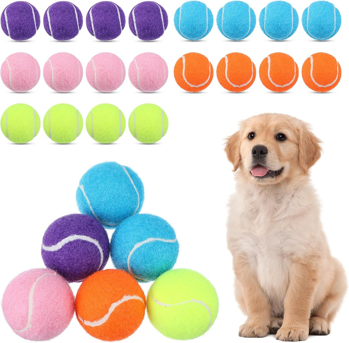 20Pcs Small Tennis Balls for Dogs, 2 Inch Mini Dog Training Tennis Balls