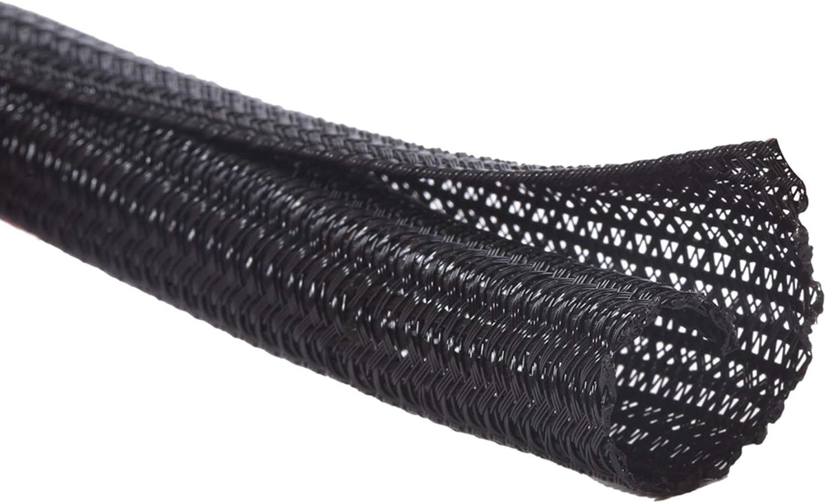 Alex Tech 10Ft - 1/2 Inch Cord Protector Wire Loom Tubing Cable Sleeve Split Sleeving for USB Cable Power Cord Audio Video Cable – Protect Cat from Chewing - Black