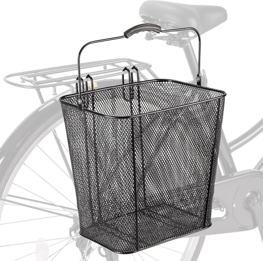 CXWXC Pannier Bike Basket with Handle - Detachable Rear Wire Baskets