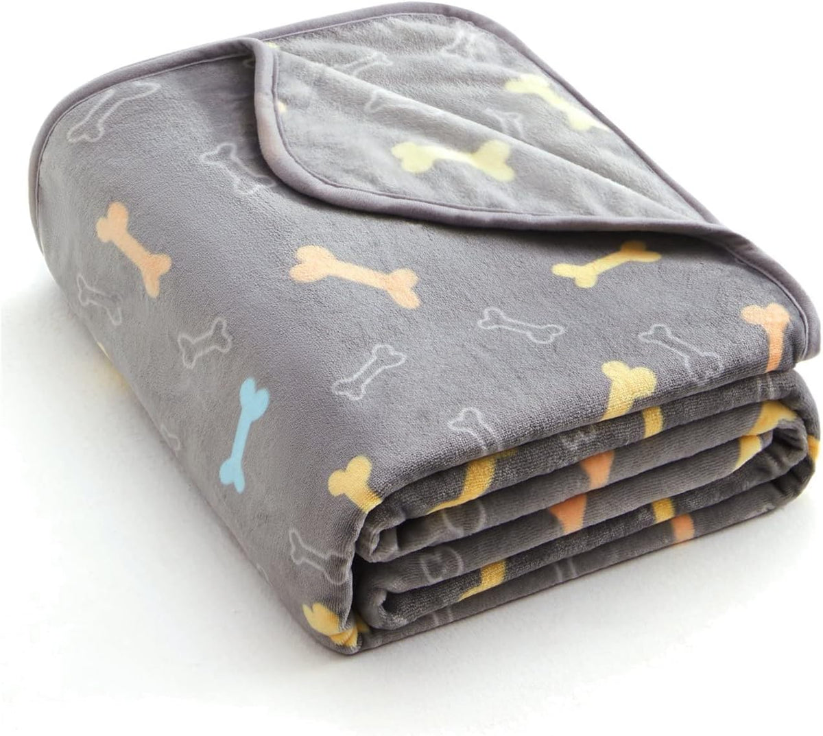 Allisandro Luxurious Dog Blanket, 350 GSM Super Fuzzy Microplush Fleece Pet Blankets for Small Medium Large Dogs and Cats, Blue Paw and Bone, 32" X 24"