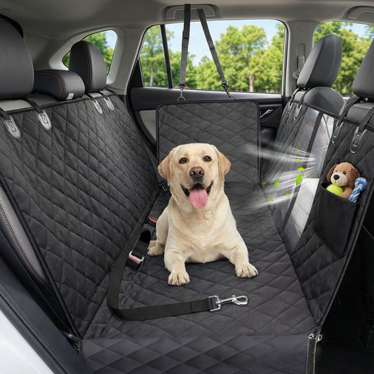 Dog Car Seat Cover, 600D Heavy Dute Car Seat Cover for Dogs Pets, 100% Waterproof Anti-Scratch Nonslip Dog Hammock for Cars, Seat Covers Protector with Seatbelt for Sedan SUV Truck Standard Gray