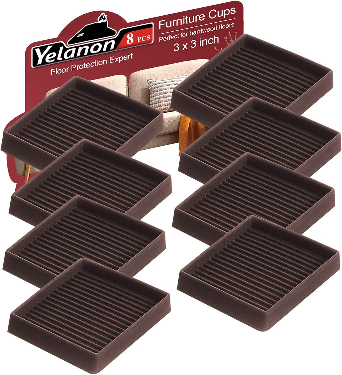 Non Slip Furniture Pads for Hardwood Floors -Yelanon 8Pcs 3” Coasters Cups