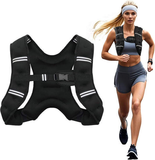 Poudee Weighted Vest, 6Lb/8Lb/10Lb/12Lb/16Lb/20Lb/25Lb/30Lb Weight Vest for Men Women, Body Weight Vests Adjustable with Reflective Stripe for Strength Training, Running, Workout, Jogging, Walking