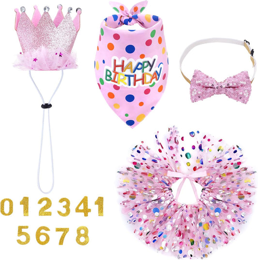 Hoyuwak Dog Birthday Party Supplies Girl Dog Birthday Bandana Tutu Set