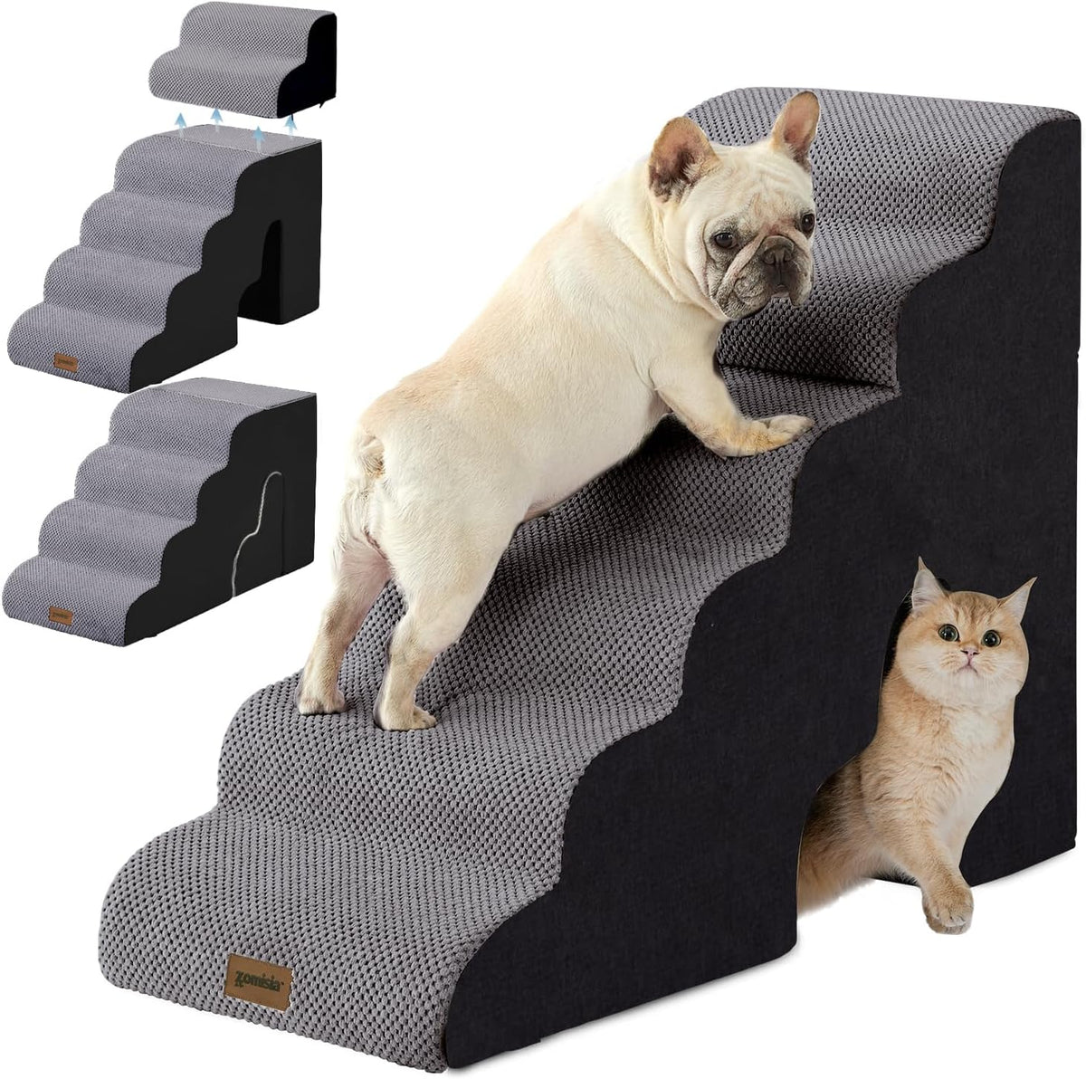 ZOMISIA Dog Stairs for High Beds with Tunnel, 29" H 6 Steps for Large Dog