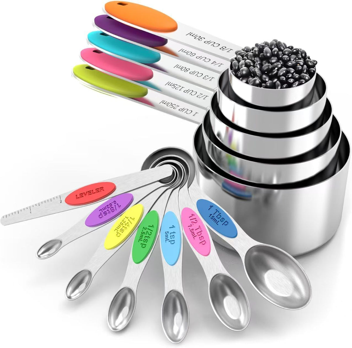 TILUCK Stainless Steel Measuring Cups Set,Kitchen Gadgets for Cooking & Baking,Set of 5