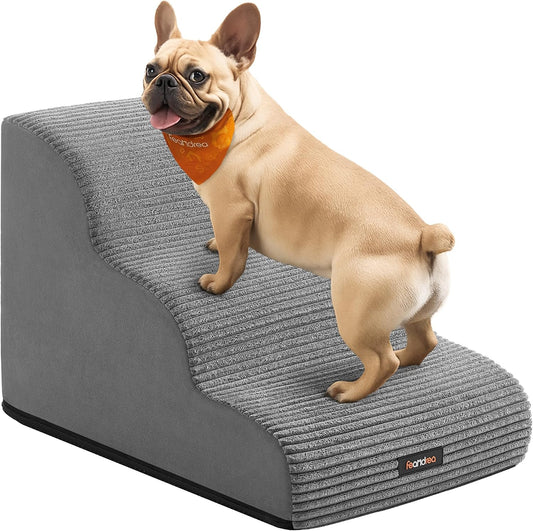 Feandrea 3-Step Dog Stairs, Waterproof, Anti-Slip, Gentle Slope