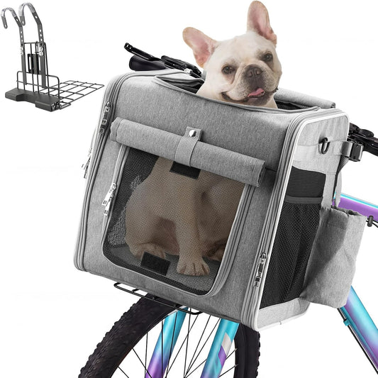 Pet Bike Basket with Secure Mounting Bracket for Small Dogs