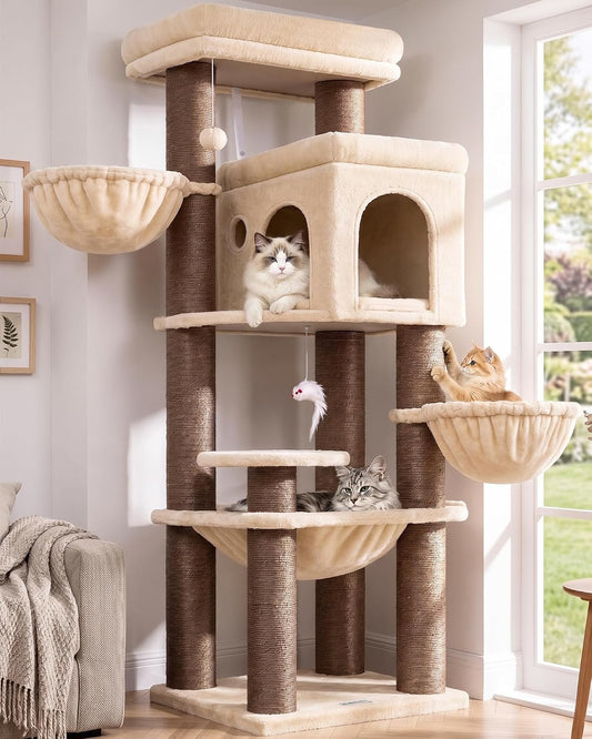 Globlazer Cat Tree Tower with 12 Extra-Thick Full-Sisal Scratching Posts