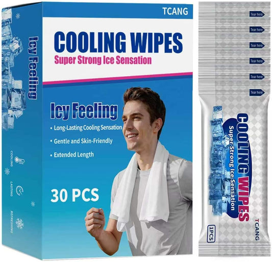 30 Pack Disposable Cooling Wipes, Individually Wrapped No-Rinse Cooling Towels, (25''X 9.84'') Extra-Thick Oversized Ice Towel for Sports, Travel, and Camping in Hot Weather (White)