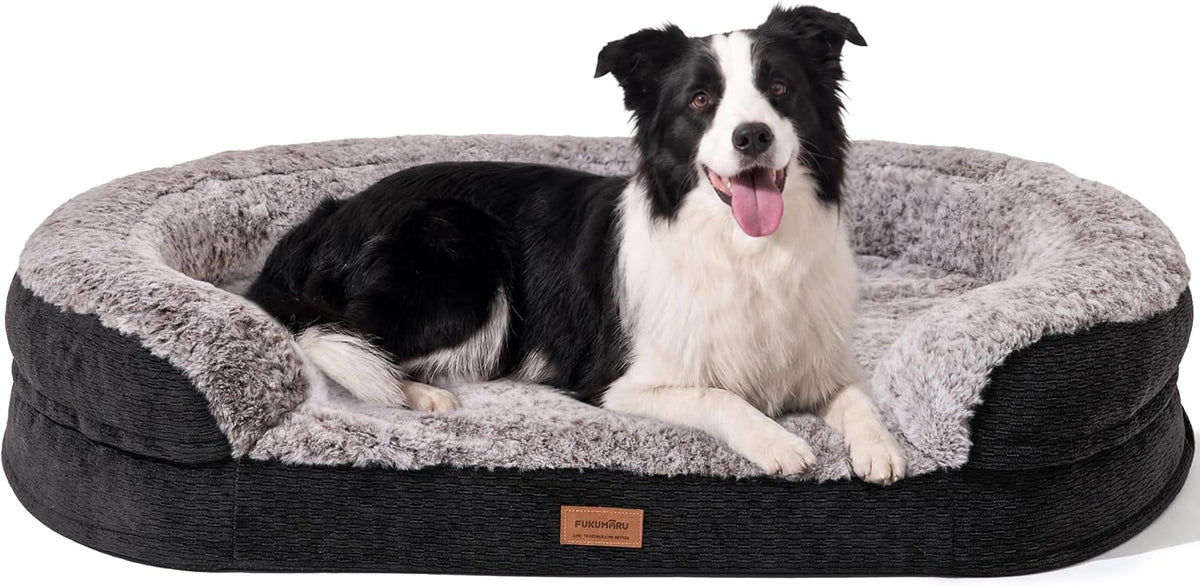 FUKUMARU Large Dog Bed，Thickened Orthopedic Sofa Bed, Waterproof & Washable