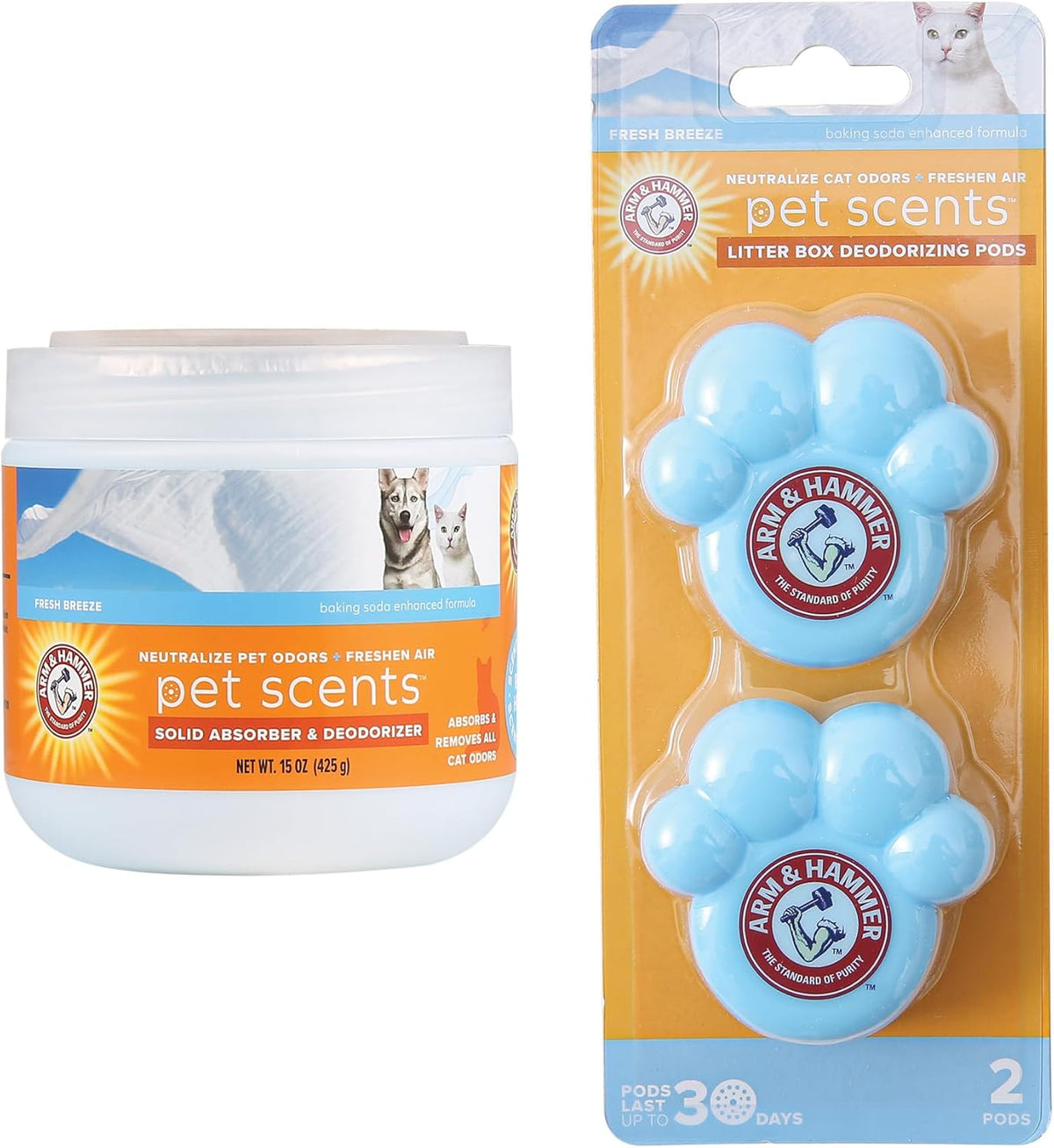 Arm & Hammer Pet Scents Solid Gel Odor Eliminator, Fresh Breeze, 15 Oz