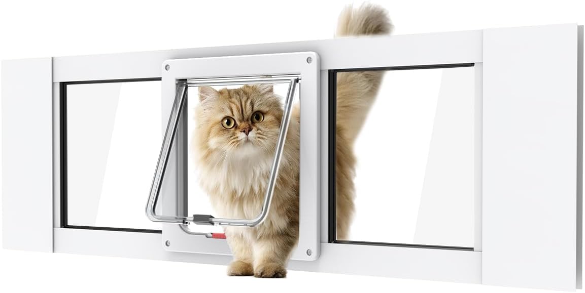 Aluminum Cat Door for Windows - Adjustable to Fit Window Width 32"-36"