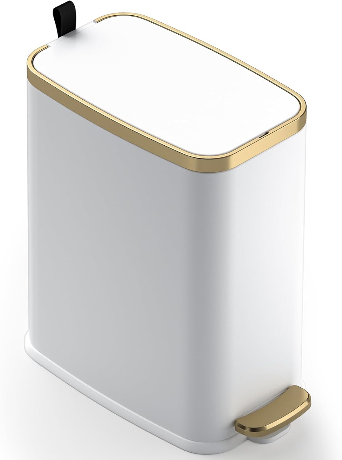 CEROELDA Small Bathroom Trash Can with Lid-5L/1.3 Gal-Soft Close Lid-White