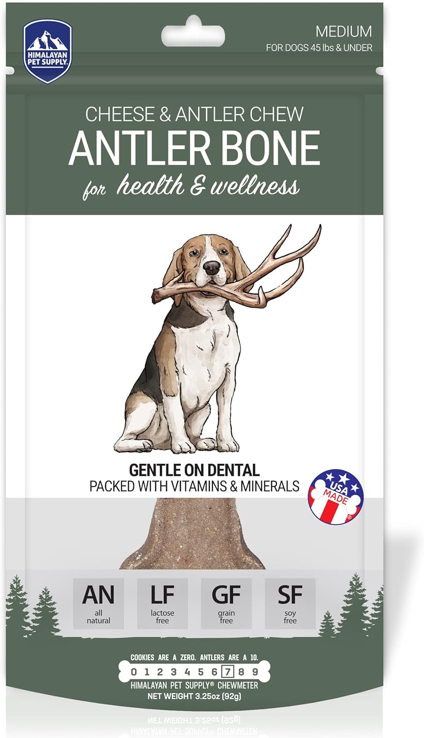Himalayan Dog Chew, Antler & Cheese Dog Bone, 1 Bone for Health & Wellness