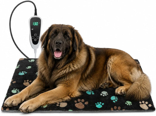 GOLOPET Extra Large Dog Heating Pad, 47×30 in with Smart Thermostat Switch and Power Line Protection Tube,Obtained MET and UL Dual Certification,Waterproof Pet Heating Pad with Long Velvet Cloth Cover