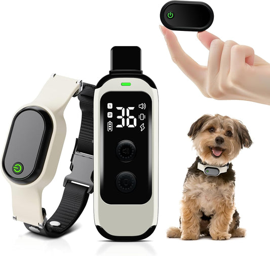 Small Dog Training Collar with Remote, Shock Collar for Small Dogs 5–15Lbs & Medium Large Dogs, 3 Modes, Waterproof, Rechargeable, 1968Ft Range (Beige)