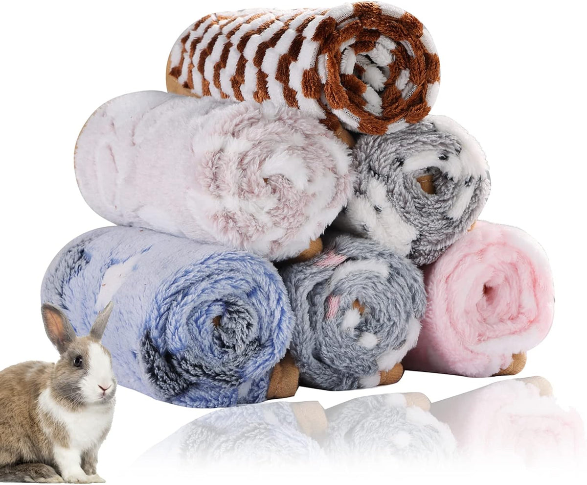 Grddaef Guinea Pig Fleece Blankets 6 Pieces Waterproof & Washable Small Animal Cage Liners Sleep Mat Bedding Pad for Hamster Chinchilla Rabbit Hedgehog (S-7.9 X 7.9 Inch)