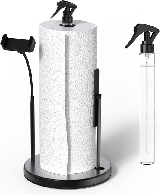 Paper Towel Holder Countertop with Spray,Tension Arm,Weighted Base