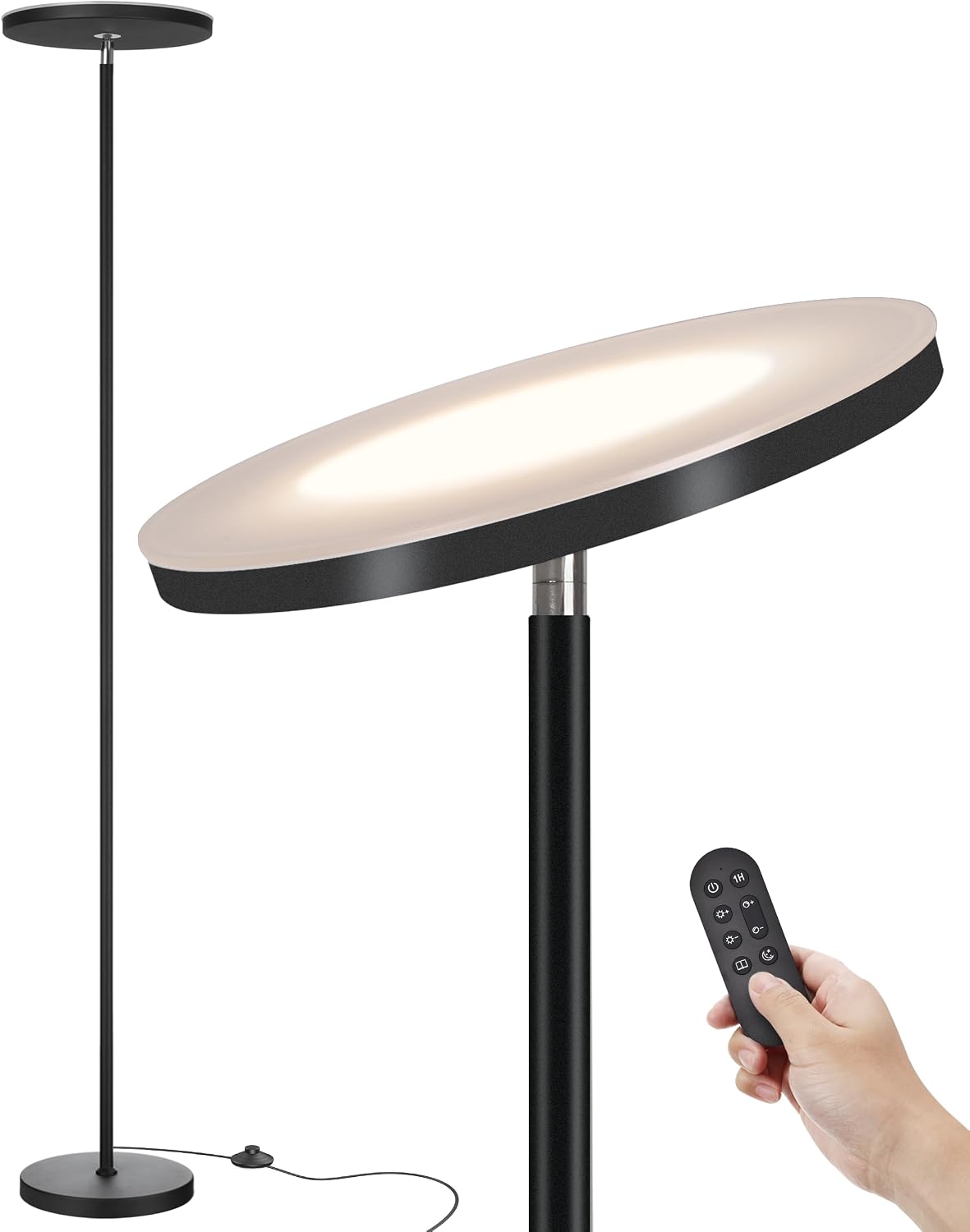 JOOFO LED Torchiere Floor Lamp with Remote, Stepless Dimmable Standing Lamp