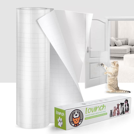 [Thicken Vinyl] anti Cat Scratch Furniture Protector, Single-Sided Sticky Couch Protector for Cats, Flexible Couch Corner Guard under Cats Claw, Cat Scratch Deterrent Tape-(160" X 12.4")