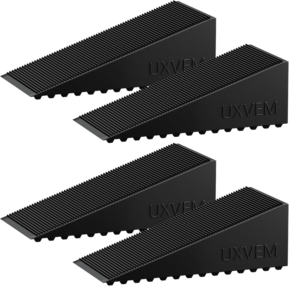 4-Pack Premium Rubber Wedge Door Stops, Solid Heavy-Duty Floor Door Stopper Door Wedges with Patented Anti-Slip Base, No Installation for Home/Office, Non-Scratching, Fits Gaps under 1.18”
