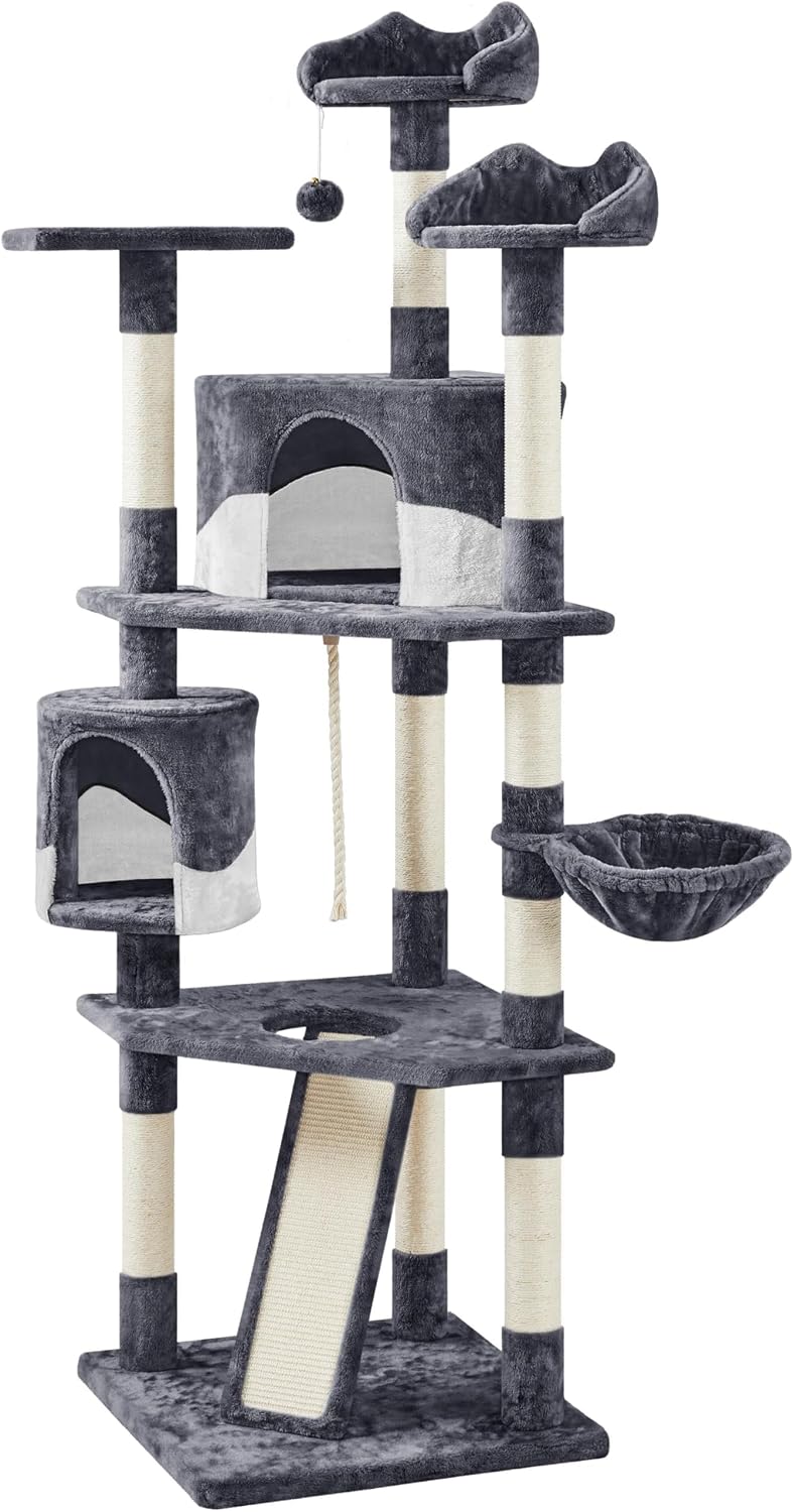 Globlazer F71 Cat Tree Tall, 71In Cat Tower for Indoor Cats, Dark Gray