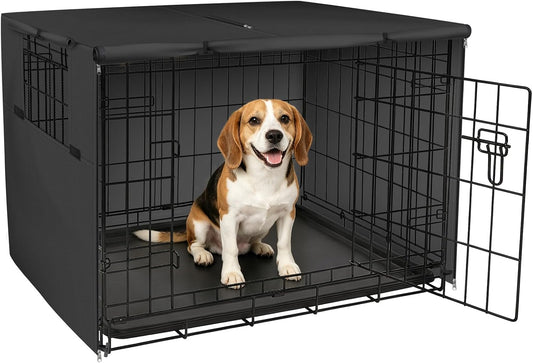 Midwest Homes for Pets Medium Dog Crate Cover, Black Polyester Privacy Kennel Cover Fits Most 30-Inch Crates, Machine Washable, Reduces Barking & Chewing