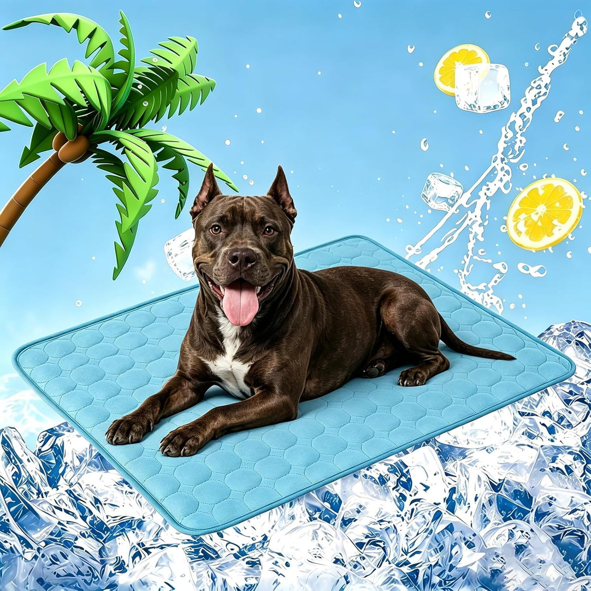 Dog Cooling Mat, 40”X28” Arc Chill Ice Silk Cooling Pad for Dogs, Q-MAX > 0.5 Cool Summer Pet Sleeping Mat, Hydrophobic Washable Non-Slip Mat, Non-Toxic All-Season Use & Portable for Travel