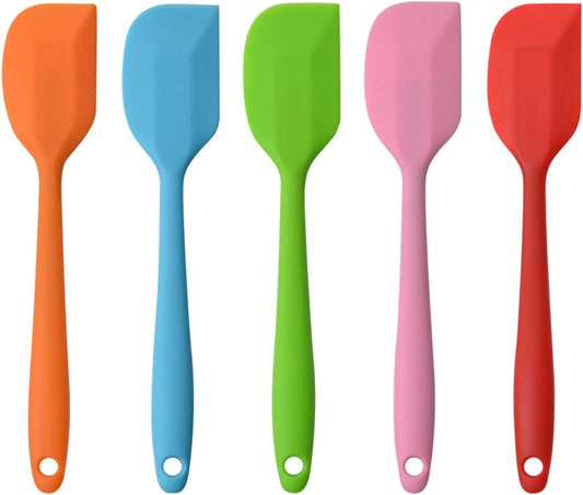 Silicone Spatulas, 8.5 Inch Small Rubber Spatula Seamless One Piece Design Heat Resistant Non-Stick Flexible Scrapers Baking Mixing Tool (5 Pieces)