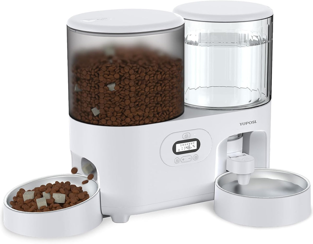 Yuposl Automatic Cat Feeder and Cat Water Dispenser, 10L Large Capacity