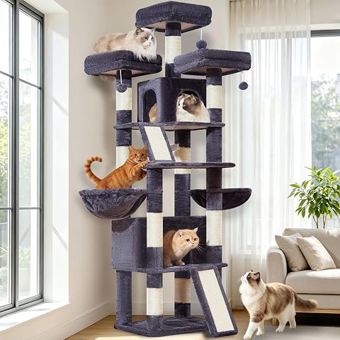 Taoqimiao Cat Tree for Large Cats, 76.8 Inches XL Cat Tower for Indoor Cats