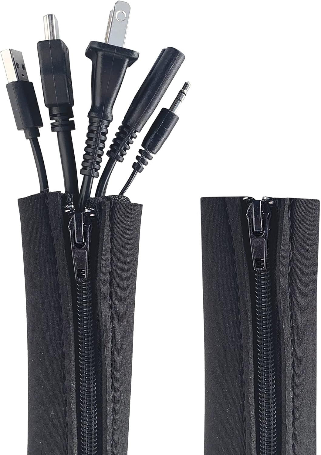 Wrap-It Storage Zipper Cable Sleeve, Black, 24", 4-Pack
