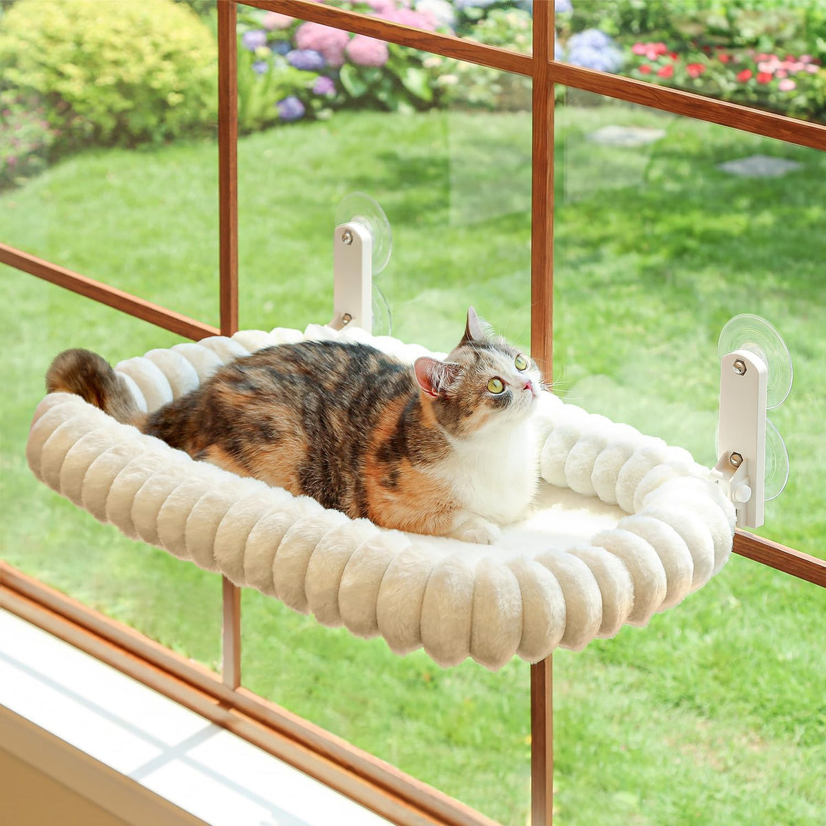 Pozico Cat/Dog Bed Hammock Cat Bed, Wooden Dog Elevated Indoor Outdoor Beds, Raised Cat Cots Furniture Pet Bed Puppy Bed Portable Breathable Mesh Cat Beds for Small Animals-Black Diamond