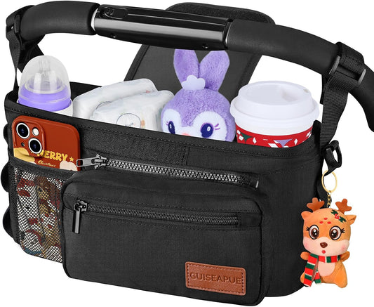 Stroller Organizer with Cup Holder, Non-Slip Stroller Caddy Baby Essentials