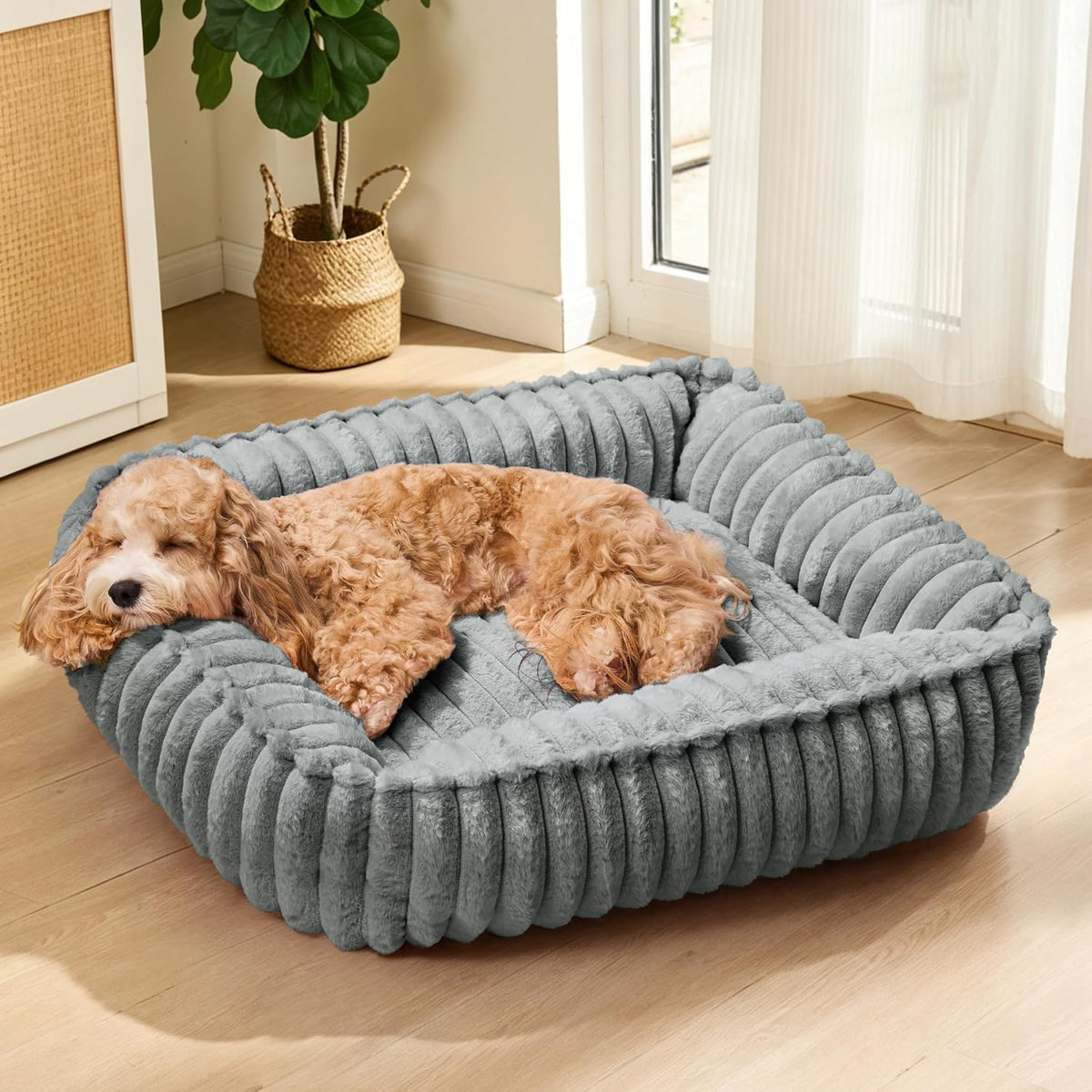 Small Dog Bed Calming Cat Bed for Indoor Cats 20’’X16’’Sage Grey