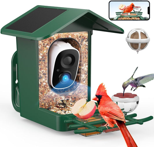 Peckcam® Bird Feeder with Camera Solar Powered 2K Live Video Auto Capture