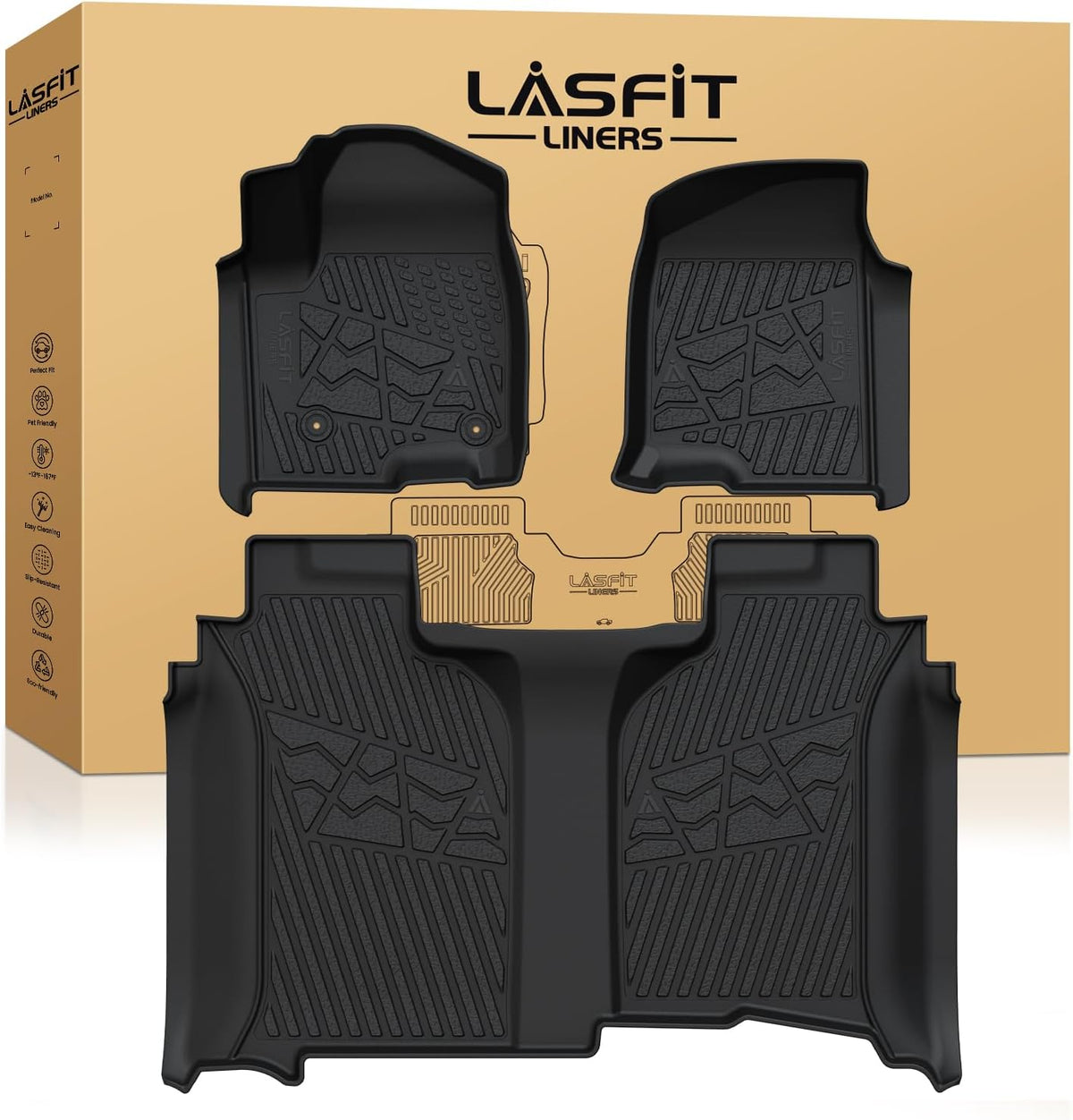 LASFIT Floor Mats for Chevy Silverado/Gmc Sierra 1500 2019-2026