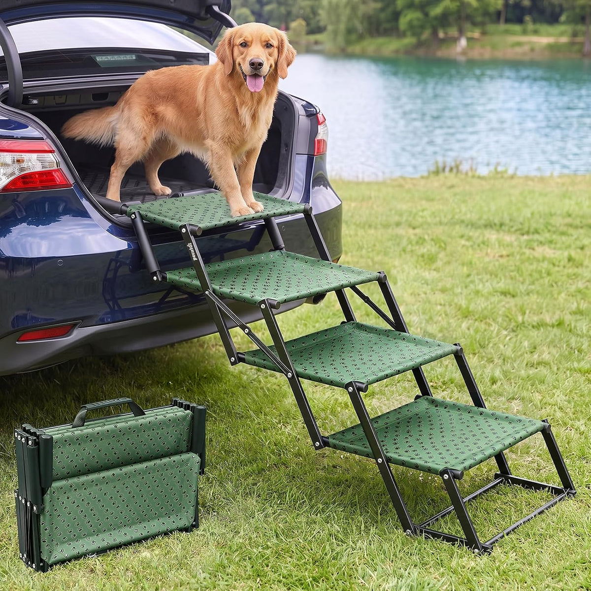 Extra Wide 20" Dog Stairs for Large Dogs, Dog Steps for Car 4 Steps