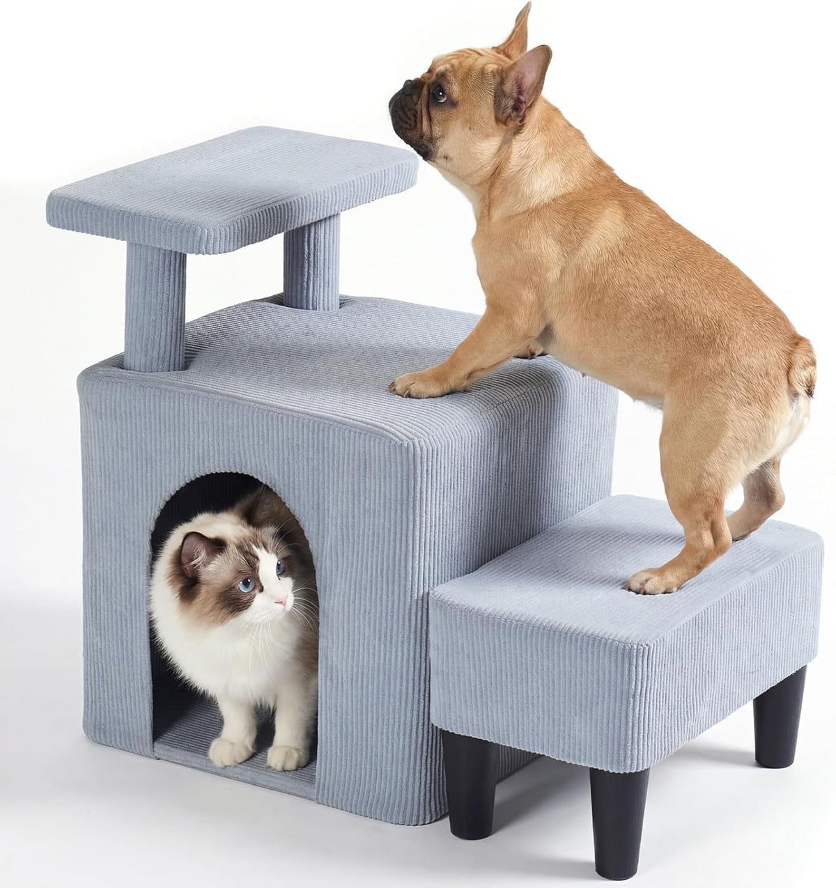 Veehoo Cat Dog Stairs for Bed Pet Steps for Small Dogs with Cave Condo